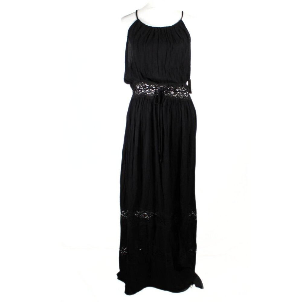 NWT Black Maxi Dress with Crochet Detailing - Summer Goth Style - Size XL